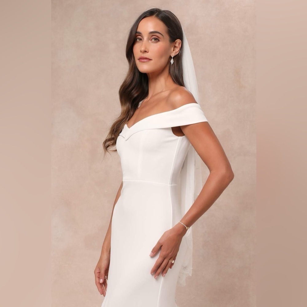 LULU’S Arienne White Off-The-Shoulder Mermaid Maxi Dress - Picture 5 of 5